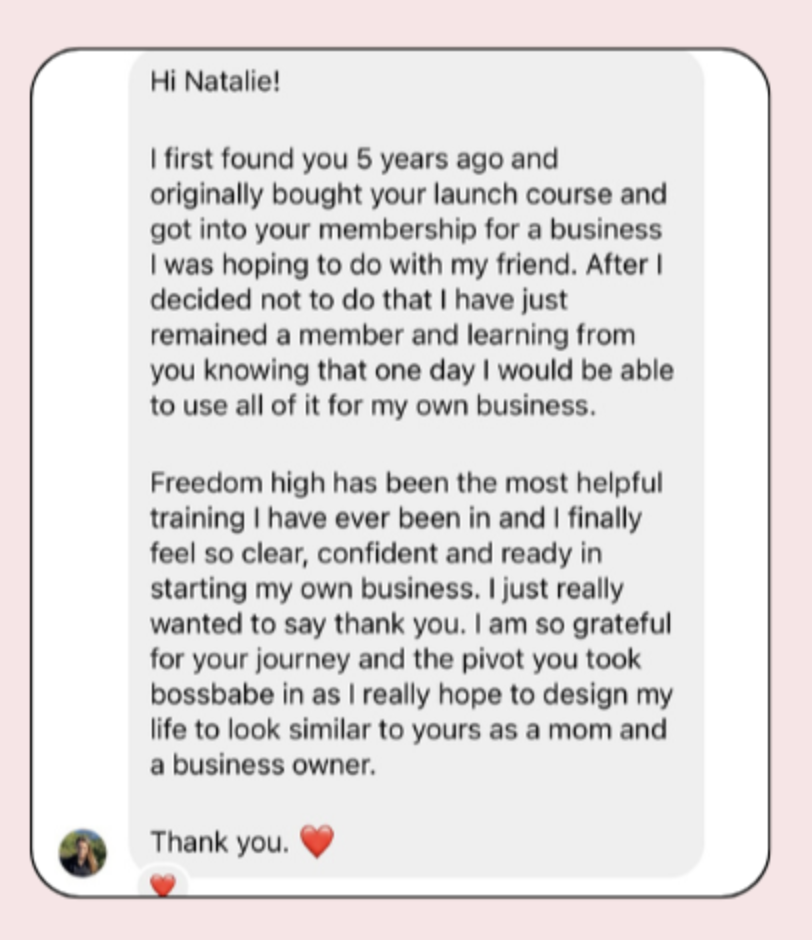 Freedom High student testimonial — most helpful training